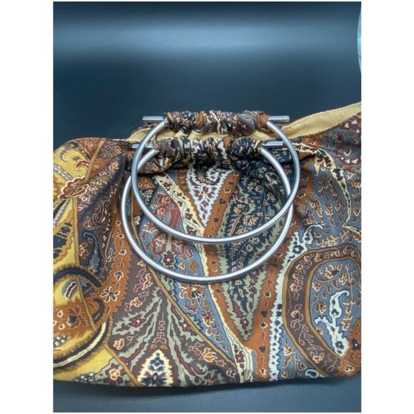 Vintage Echo Silk Paisley handbag‎ metal round handle Y2K Boho - Picture 2 of 8